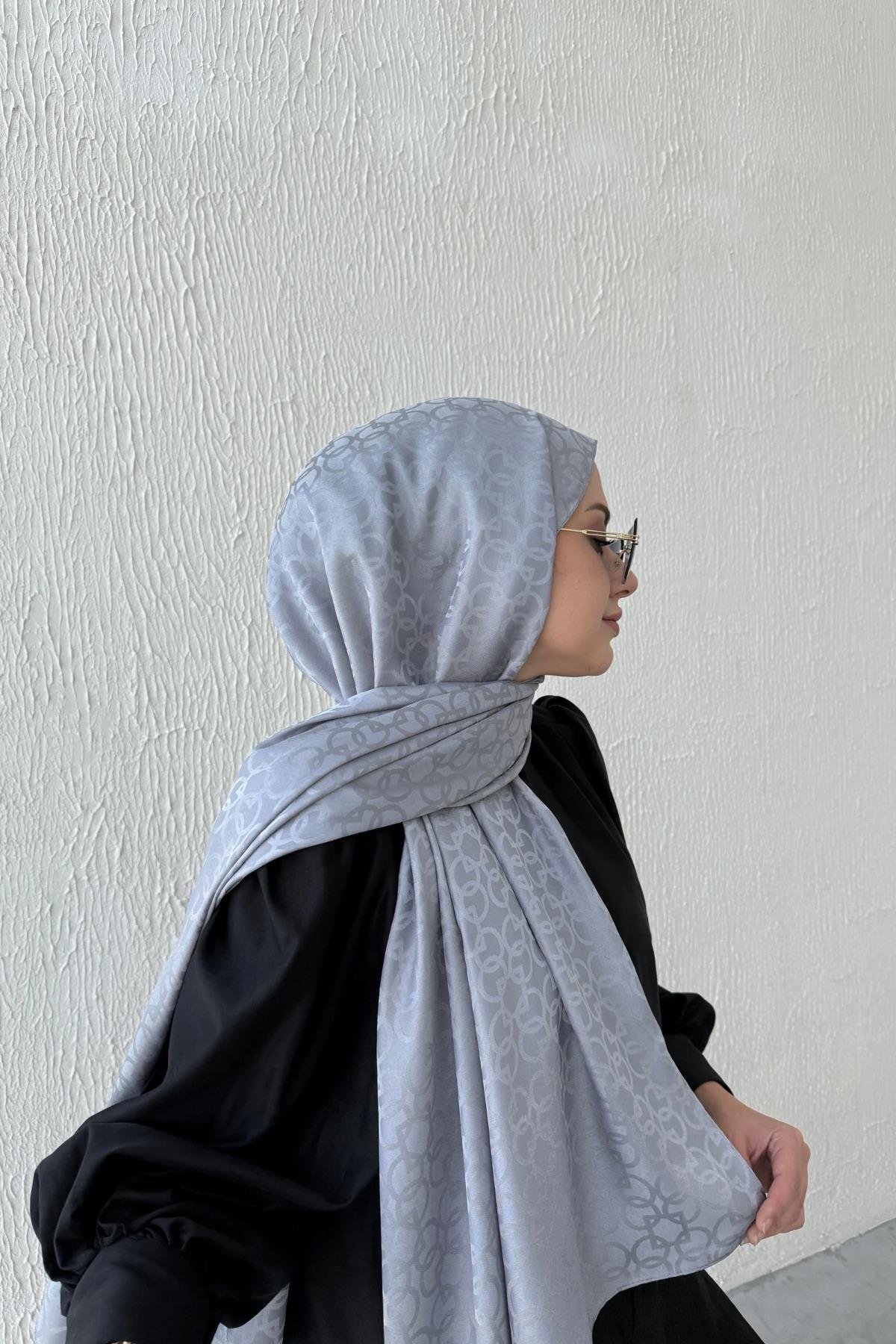 Gri Geometrik Jakar Şal