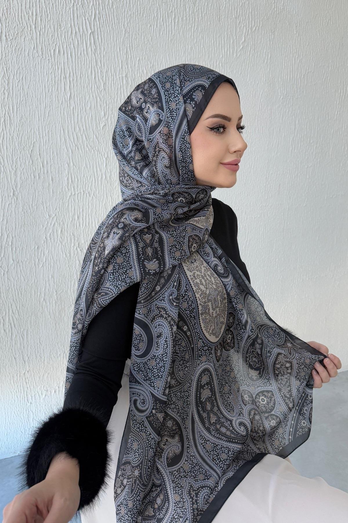 Gri Hercai Otantik Hint İpeği Şal