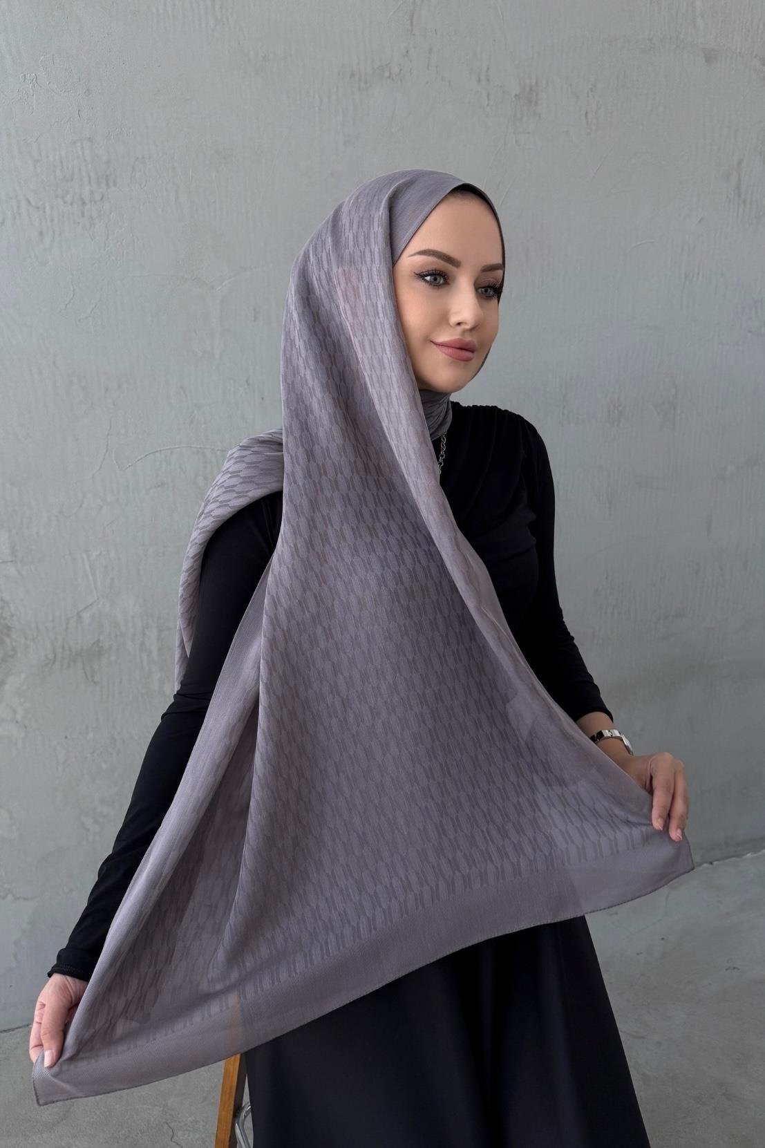 Gri Melinna Pamuk Kaşmir Şal