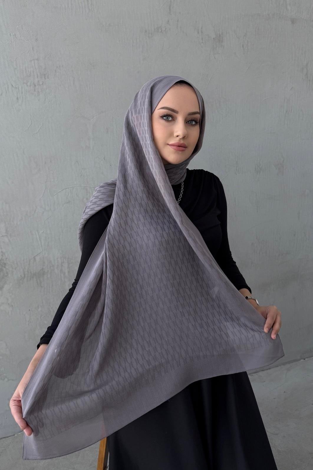 Gri Melinna Pamuk Kaşmir Şal