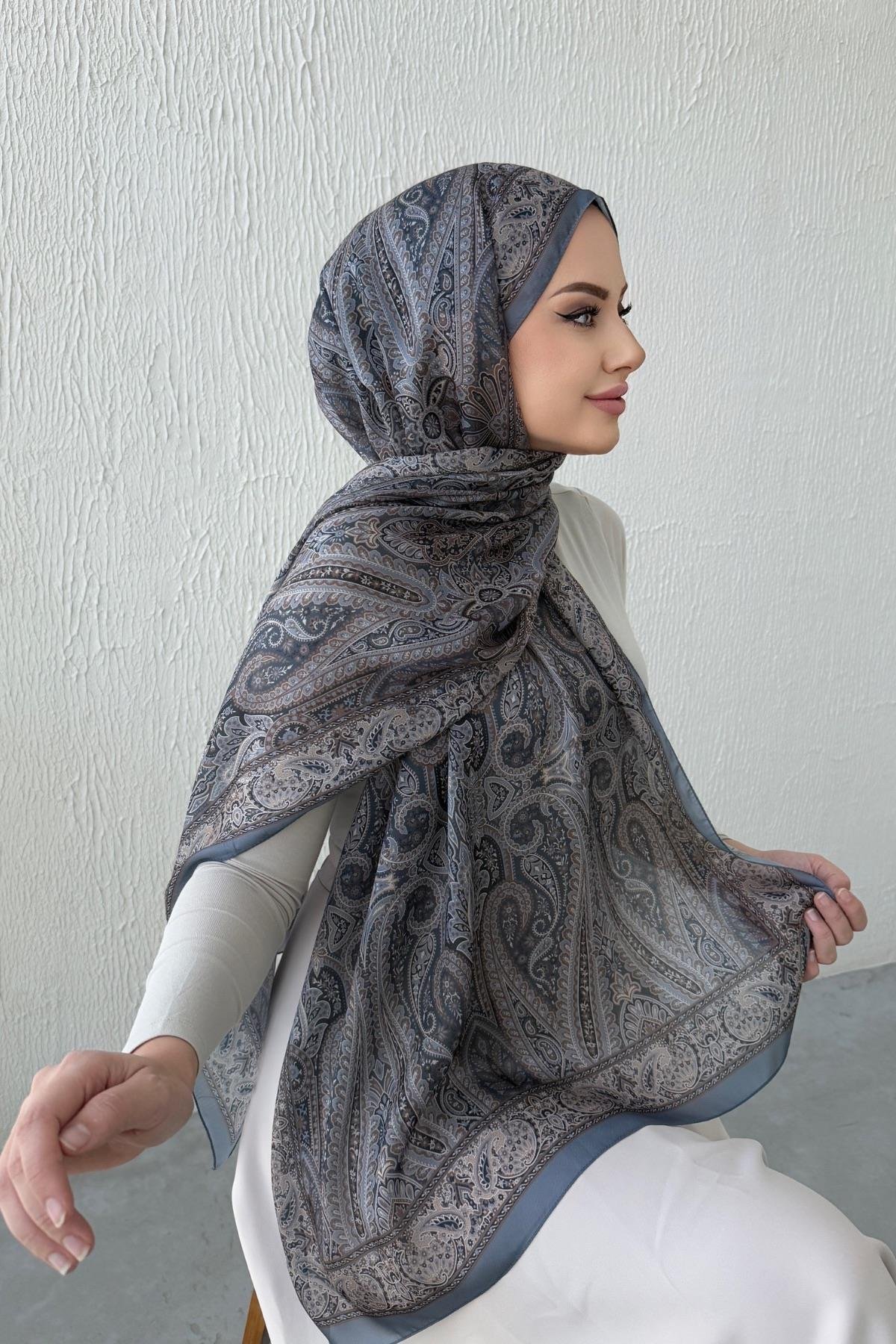 Gri Otantik Hint İpeği Şal
