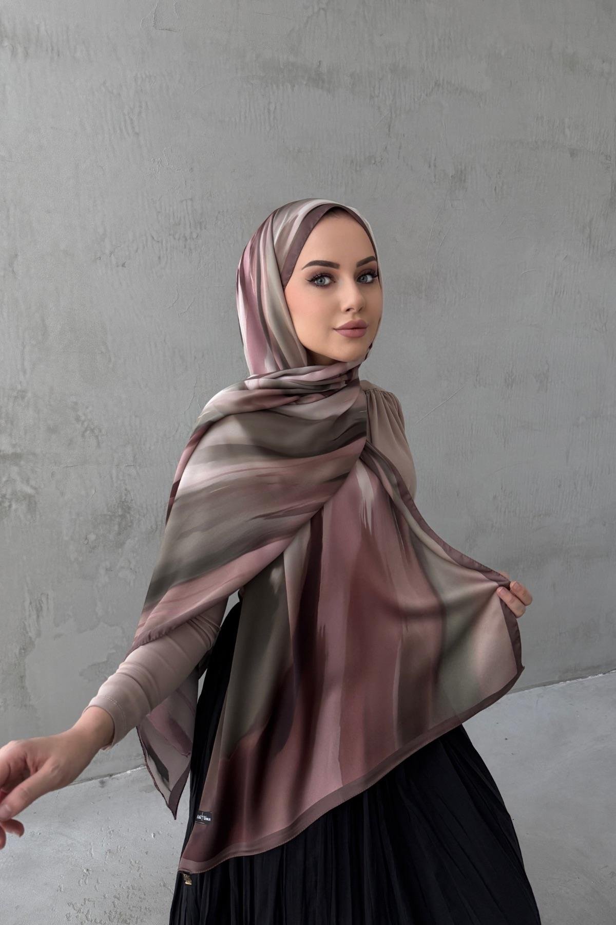 Gül Kurusu Berçem Kumlu İpek Şal