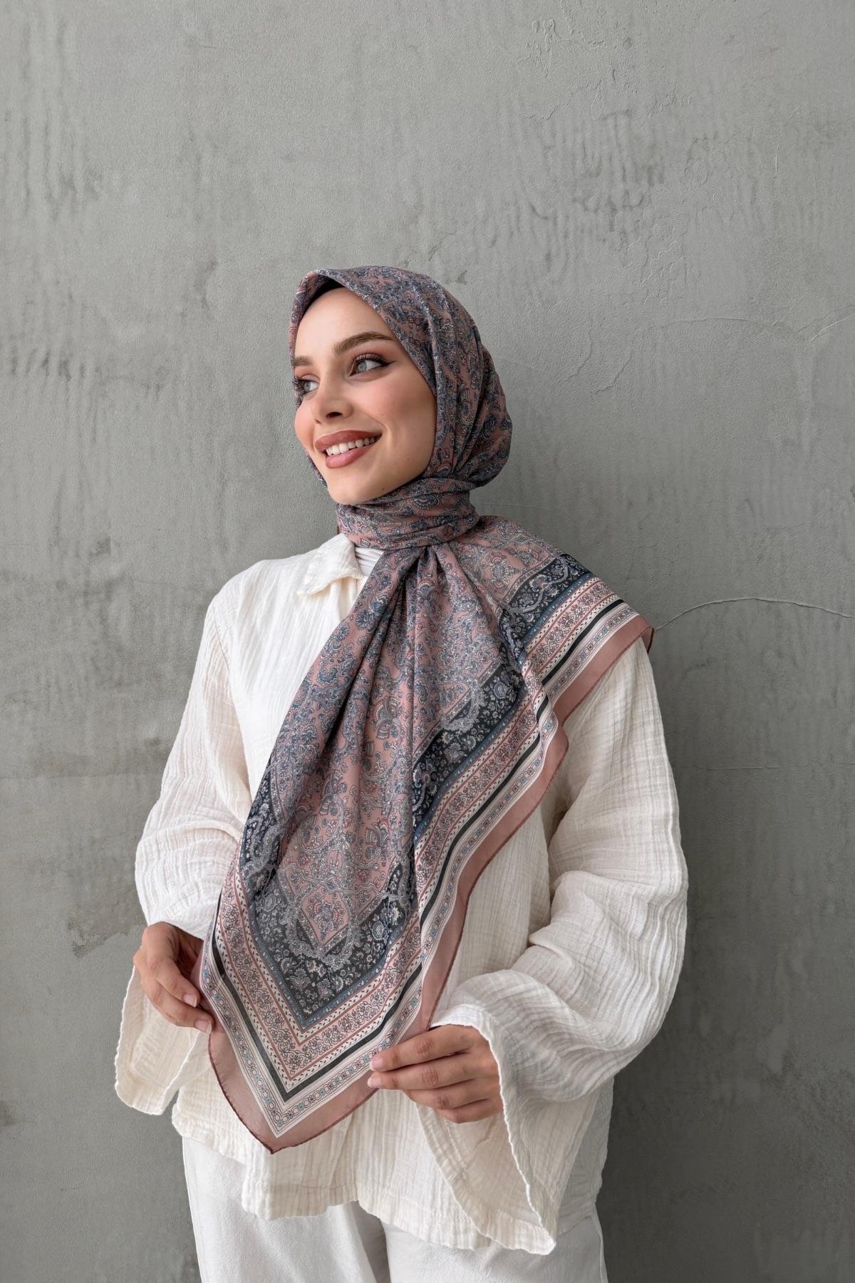 Gül Kurusu Mahi Bohem Modal İpek Şaleşarp