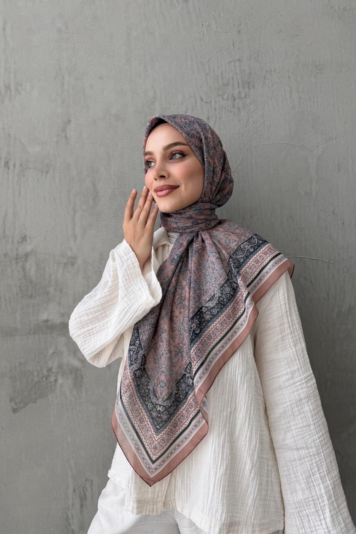 Gül Kurusu Mahi Bohem Modal İpek Şaleşarp