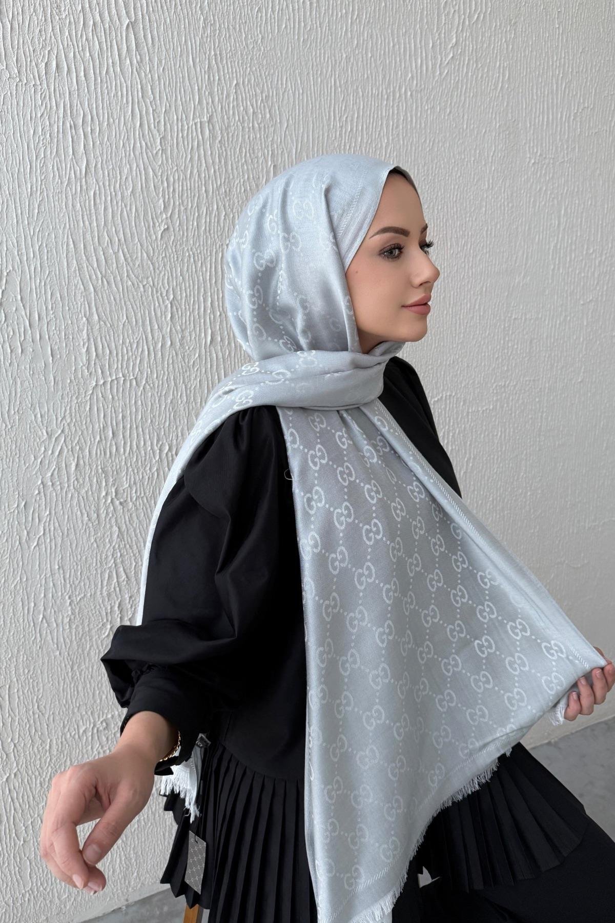 Gümuş Gri İthal G Kaşmir Şal