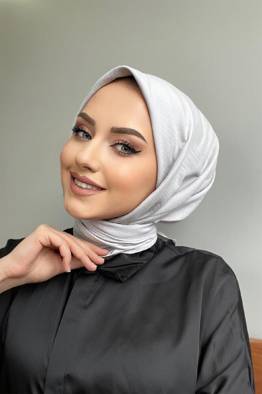 Gümüş Gri Pamuk Caz Eşarp