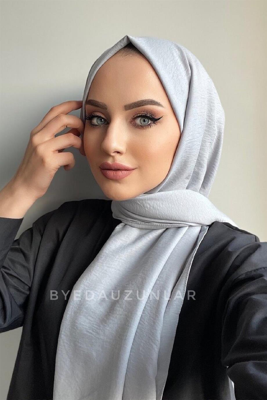 Gümüş Gri Pamuk Caz Şal