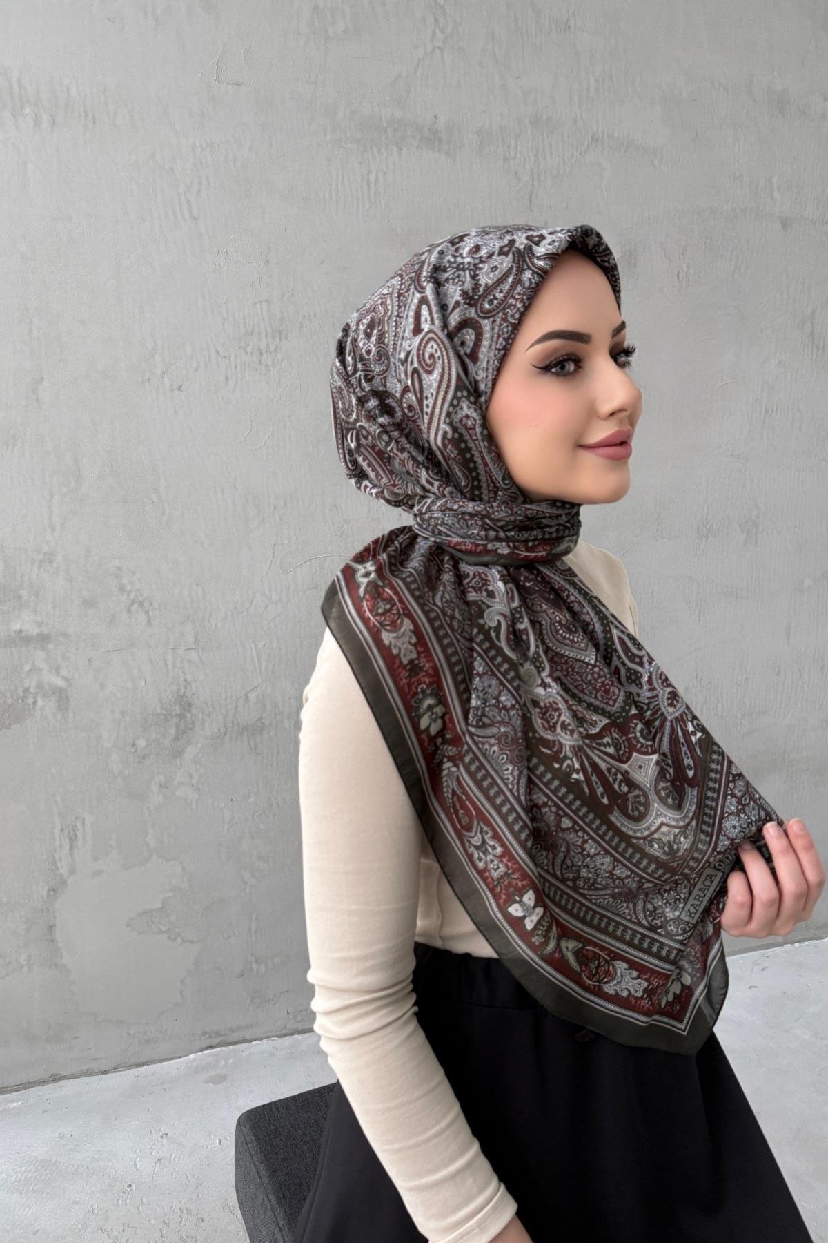 Haki Mihri Bohem Modal İpek Şaleşarp