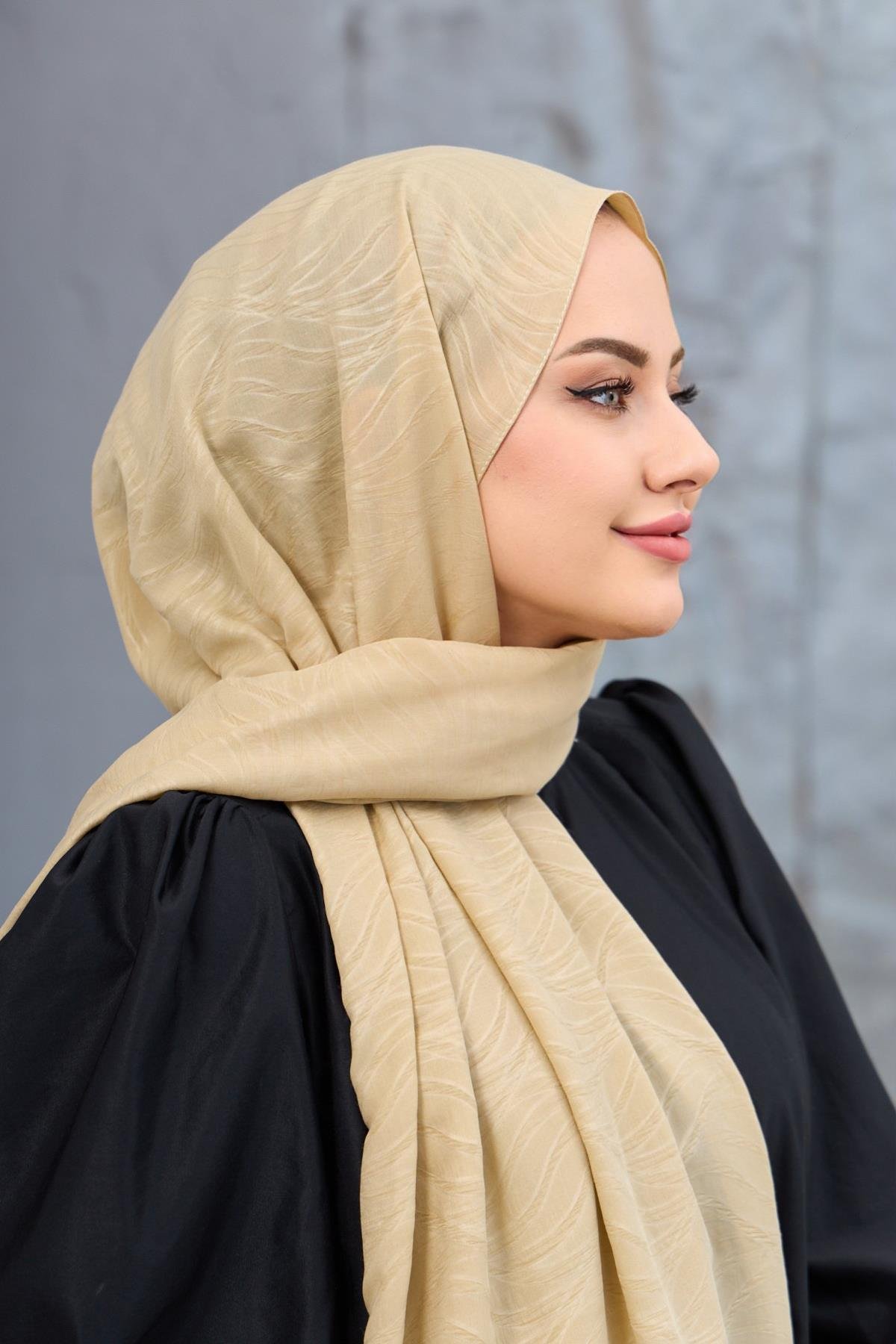 Hardal Kendinden Desenli Fresh Şal