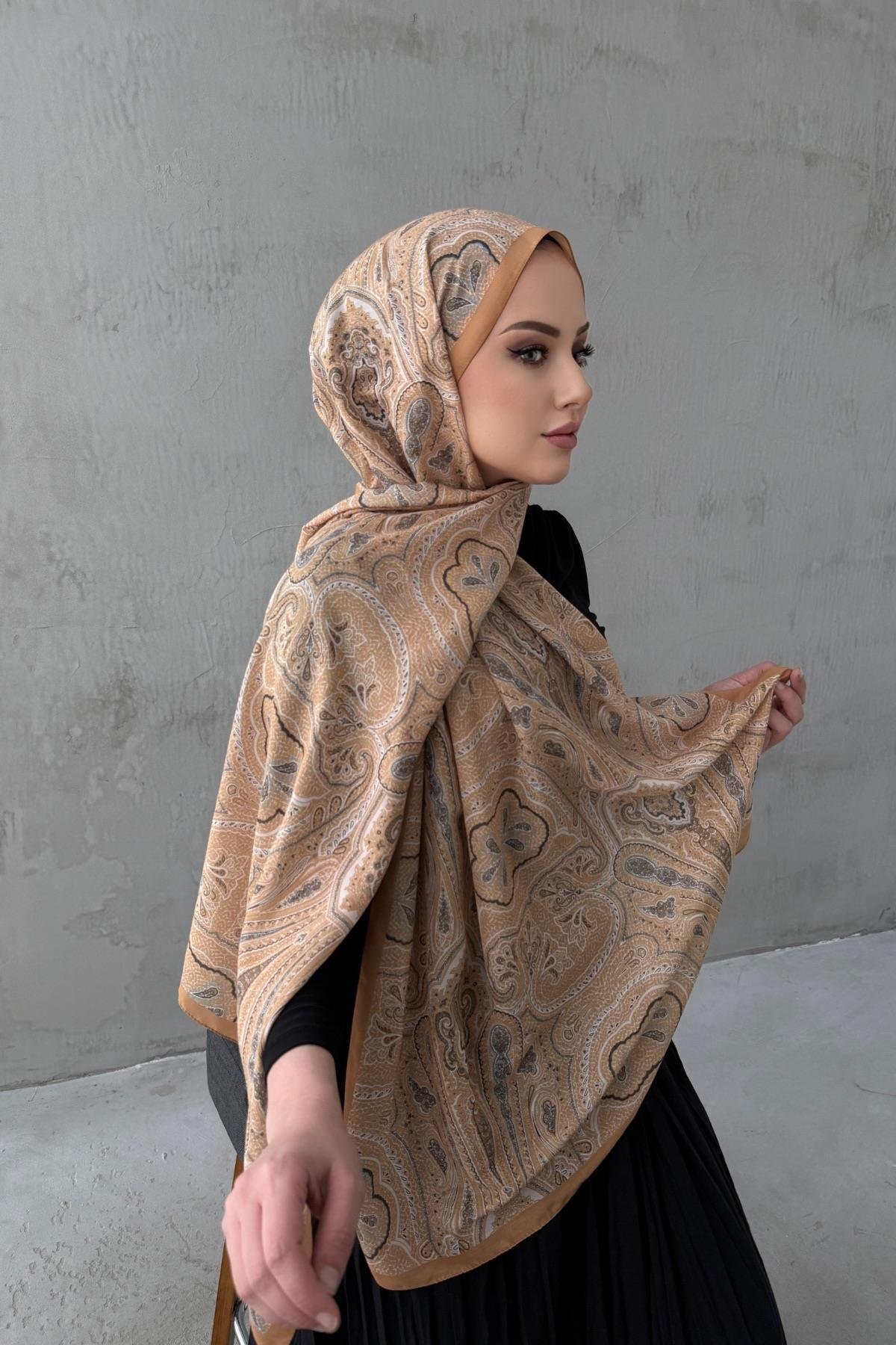 Hardal Yeşili Sufra Modal İpek Şal