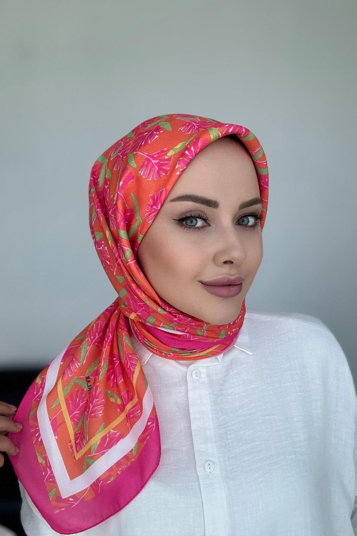 Hazan Dijital Soft Eşarp Fuşya