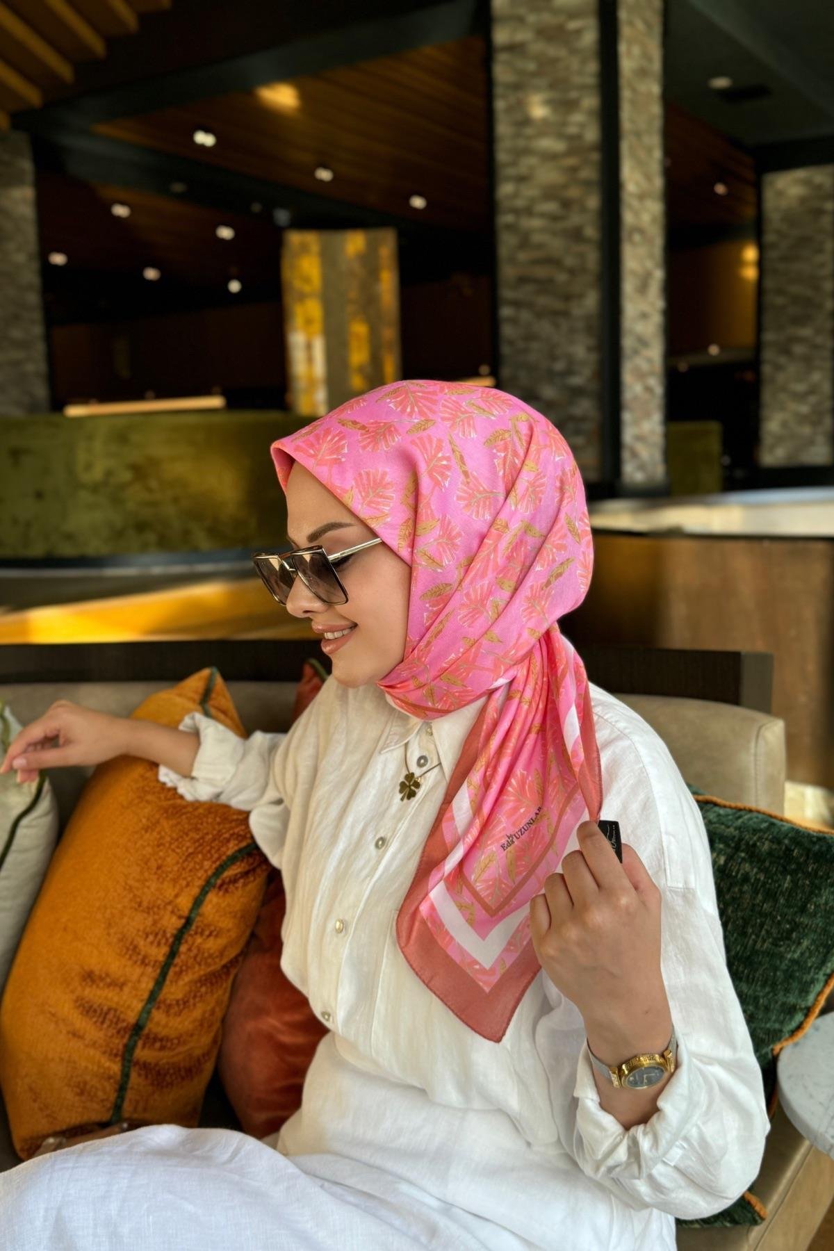 Hazan Dijital Soft Eşarp Pembe