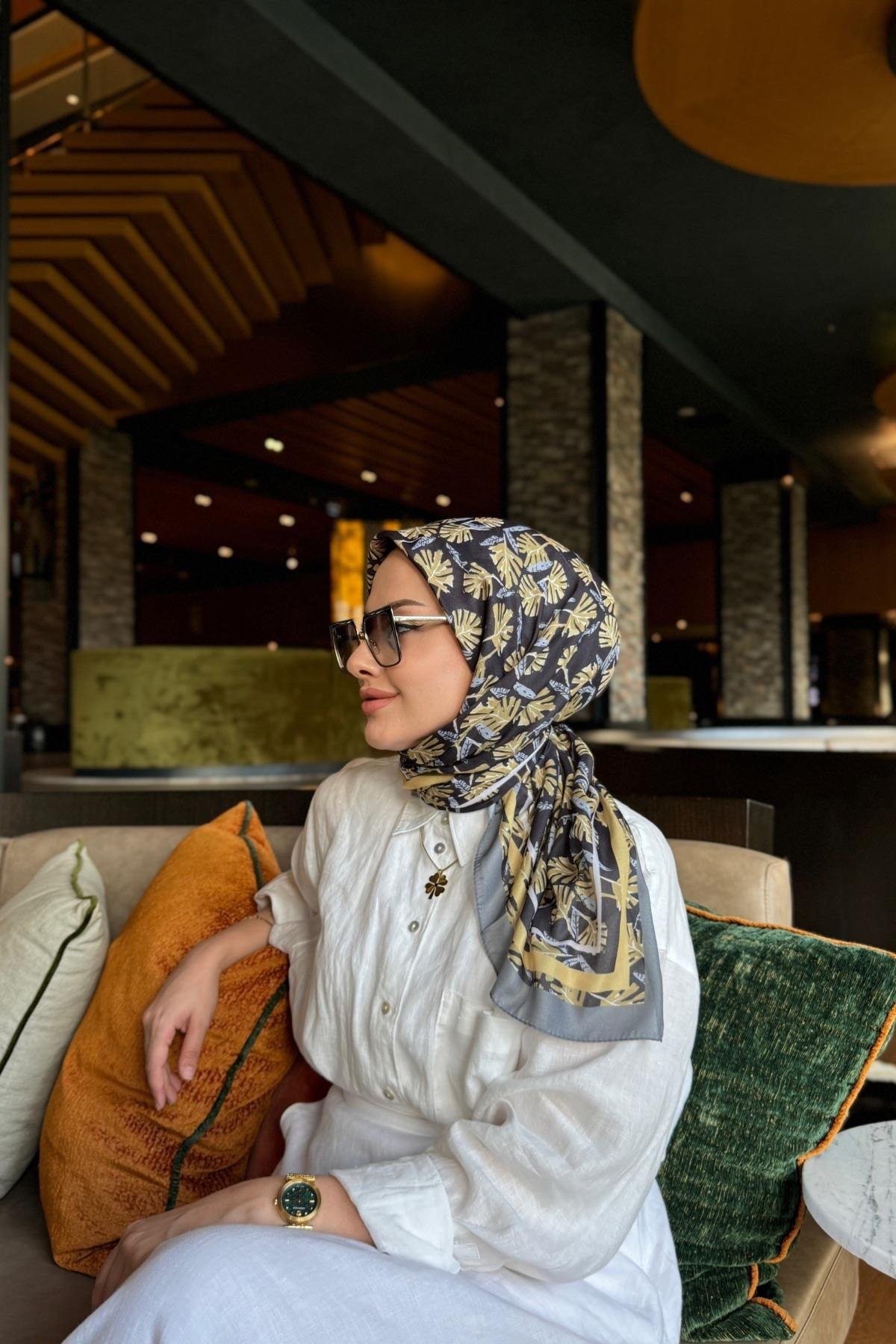 Hazan Dijital Soft Eşarp Siyah