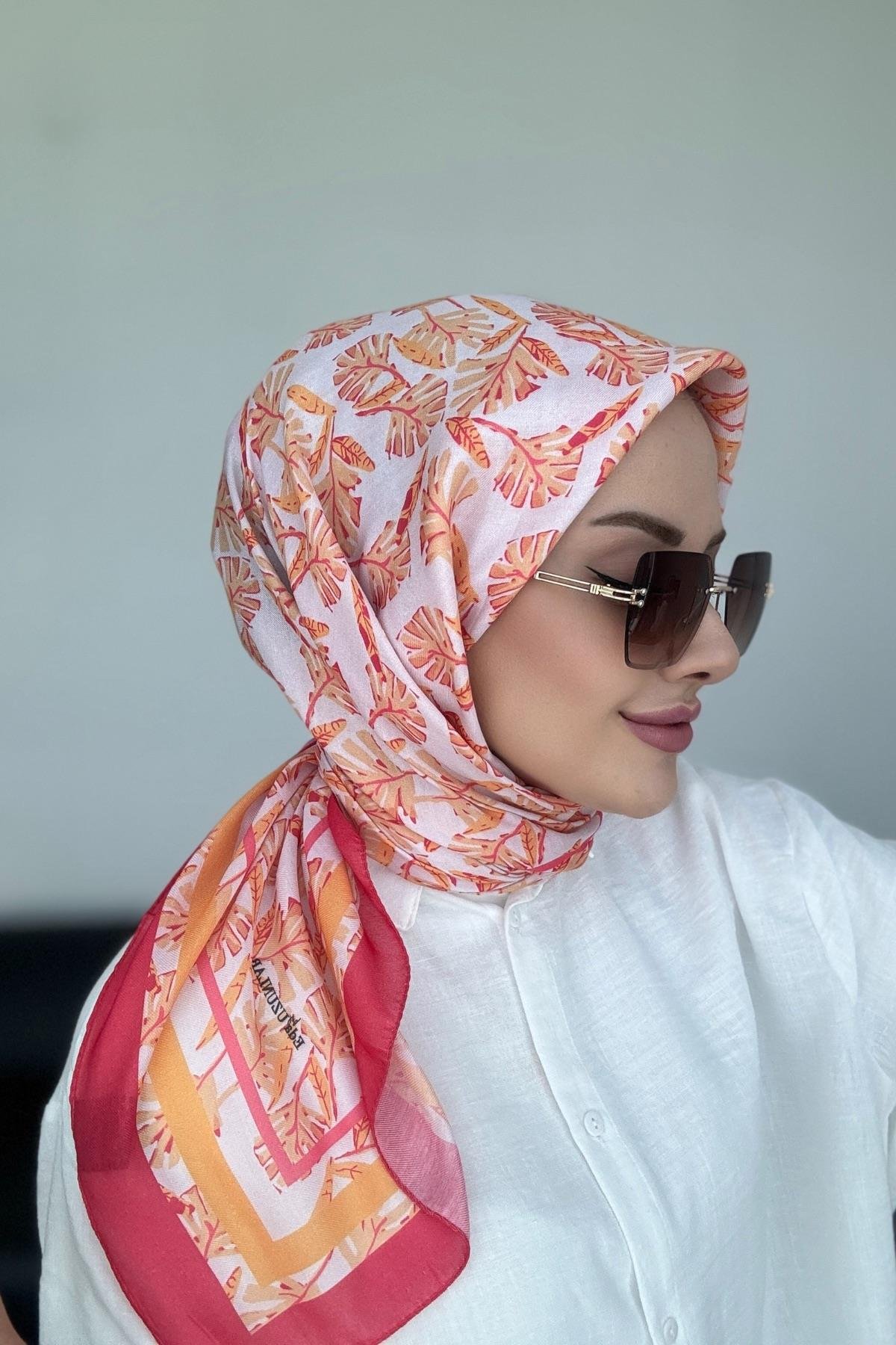 Hazan Dijital Soft Eşarp Somon