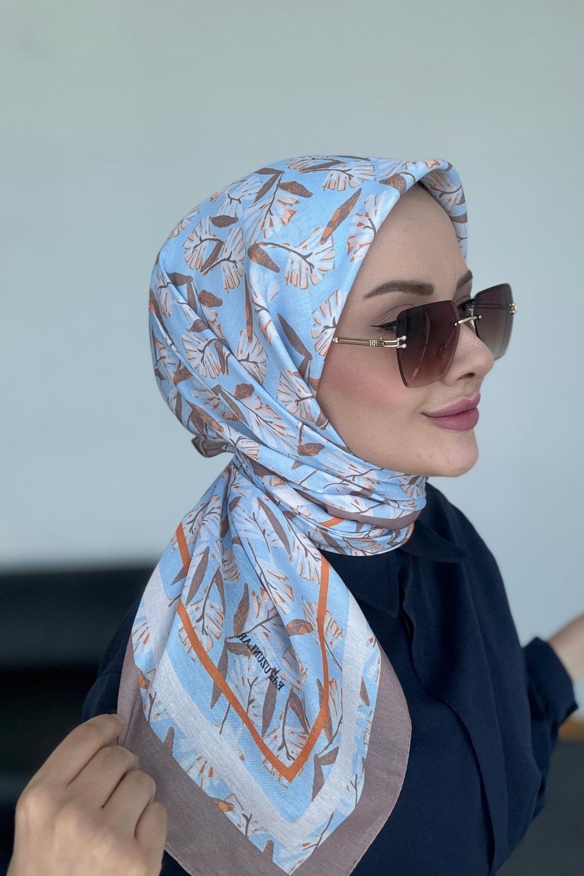 Hazan Dijital Soft Eşarp Vizon