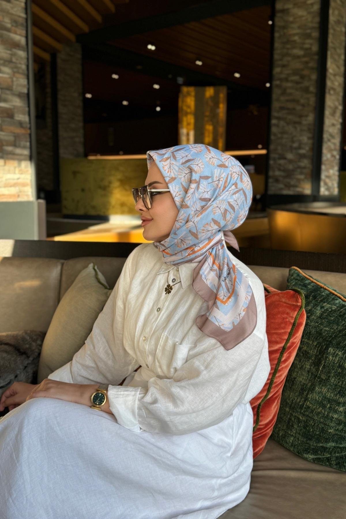 Hazan Dijital Soft Eşarp Vizon