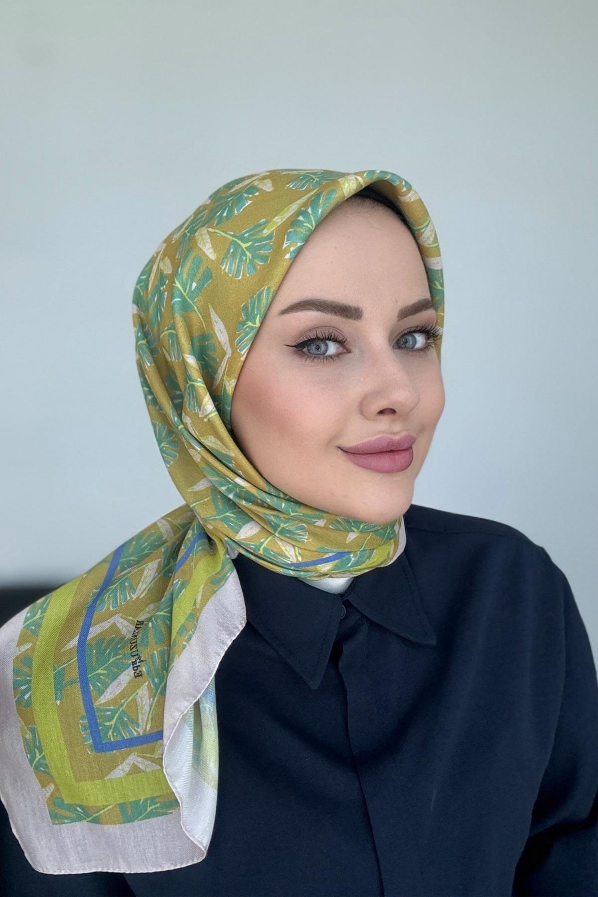 Hazan Dijital Soft Eşarp Yağ Yeşili