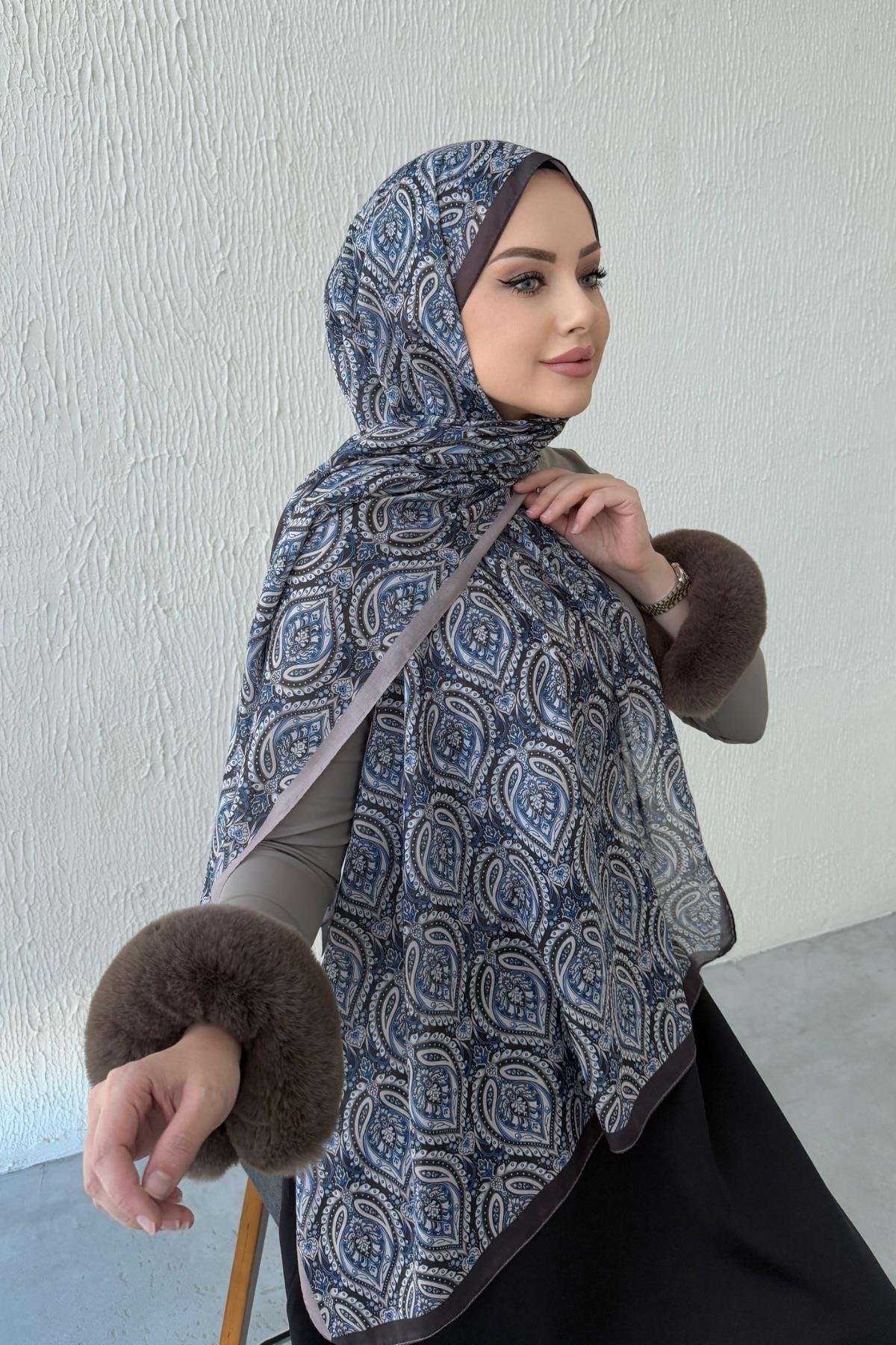 İndigo Bohem Modal İpek Şal