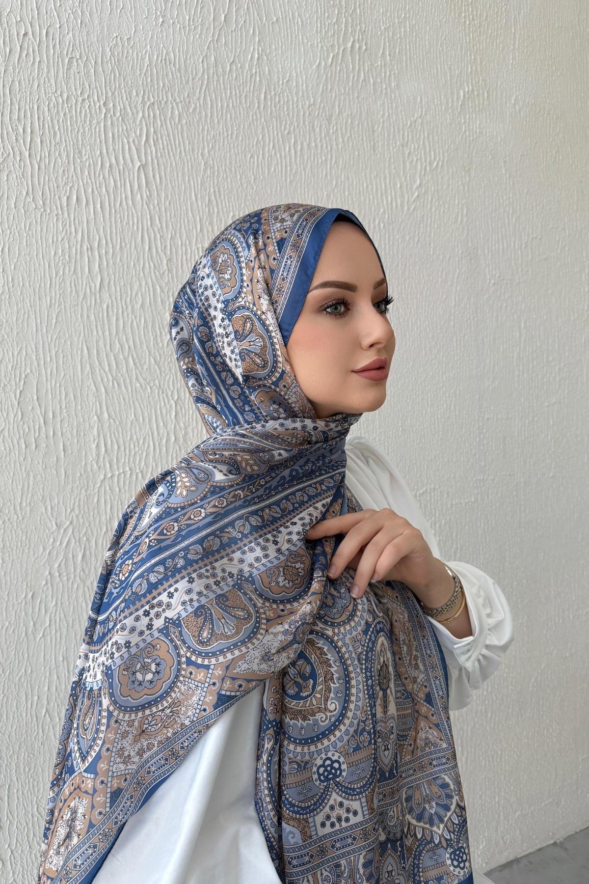 İndigo Etro Otantik Hint İpeği Şal