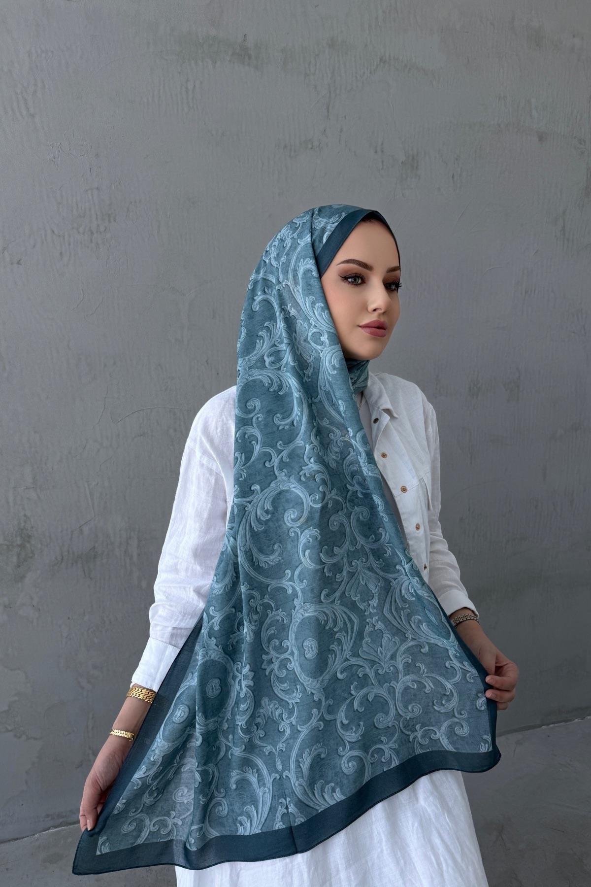 İndigo İtalyan Varak Koza %100 Pamuk Şal