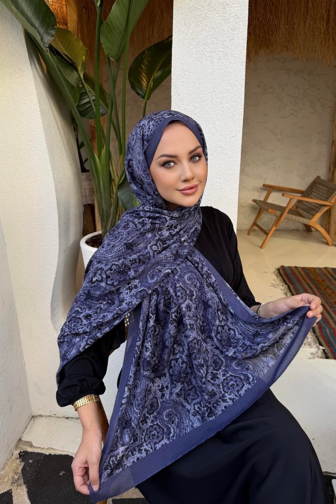 İndigo Laventa Koza %100 Pamuk Şal