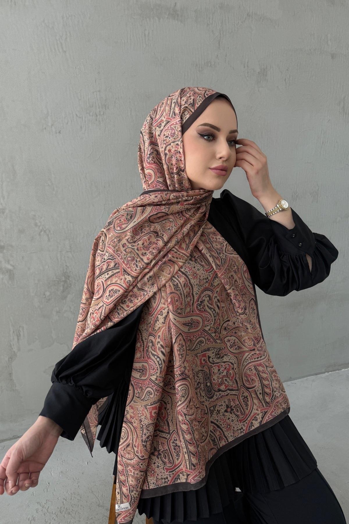 Kahverengi Harmoni Modal İpek Şal