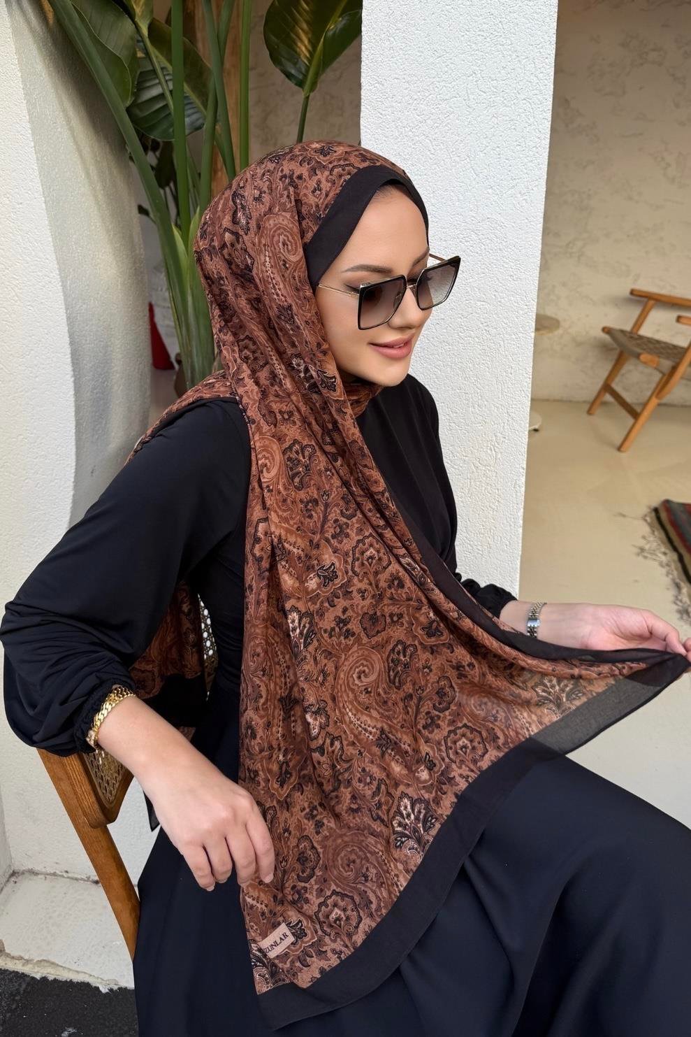 Kahverengi Laventa Koza %100 Pamuk Şal