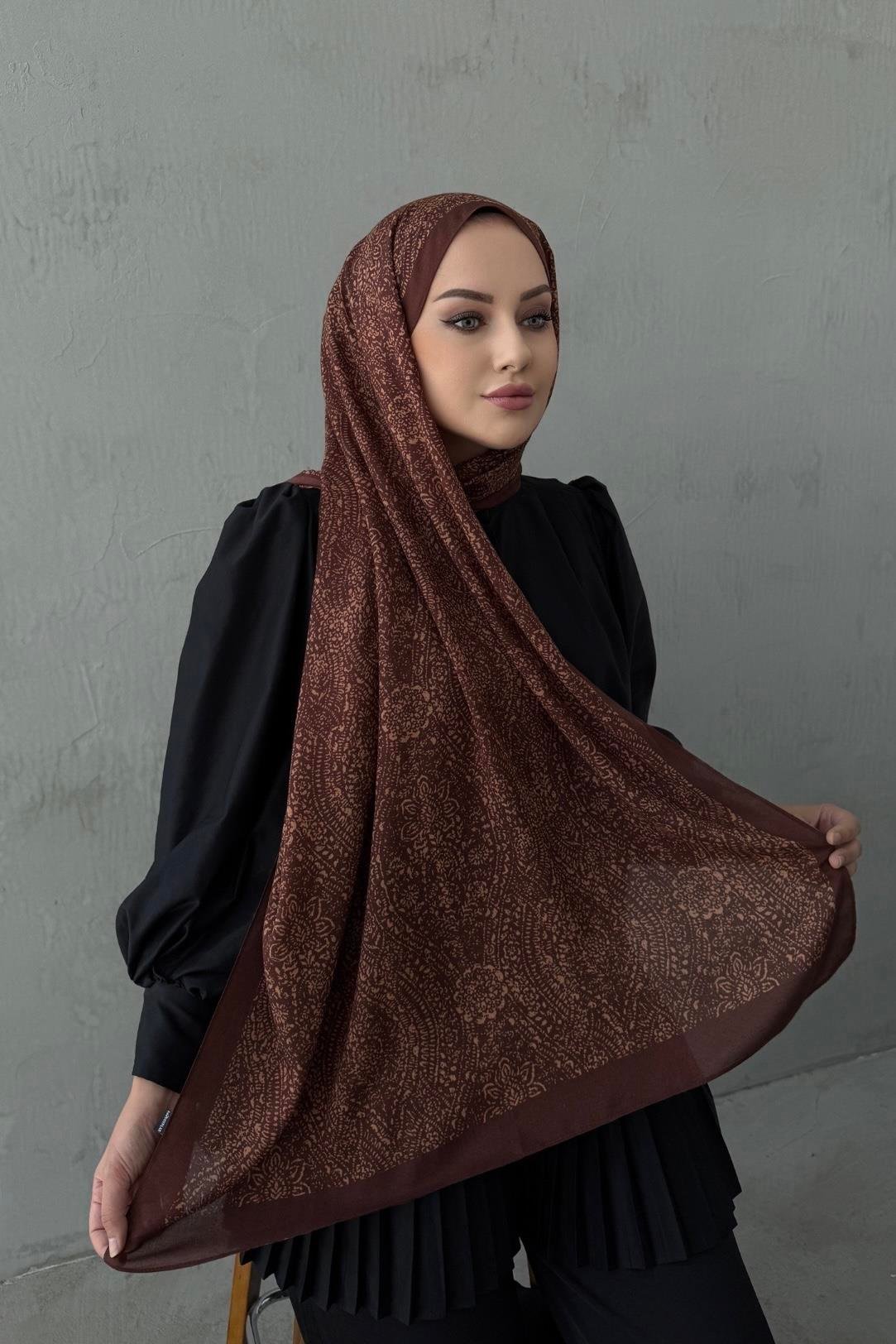 Kahverengi Leena Koza %100 Pamuk Şal