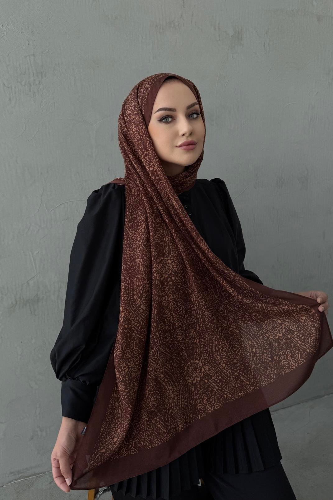 Kahverengi Leena Koza %100 Pamuk Şal