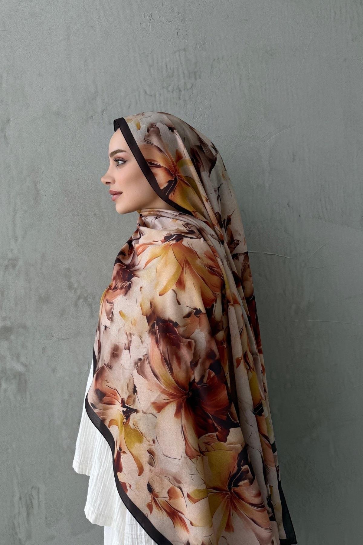 Kahverengi Leva Modal İpek Şal