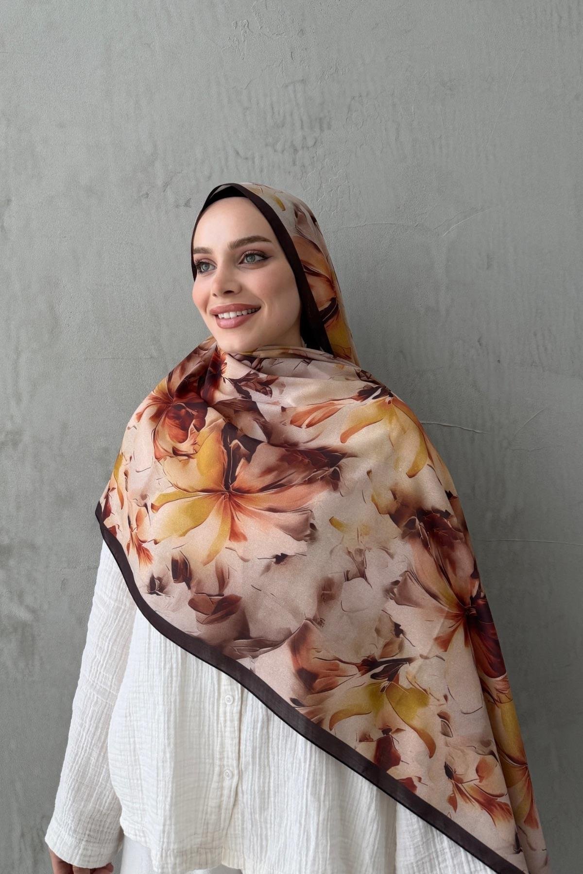 Kahverengi Leva Modal İpek Şal