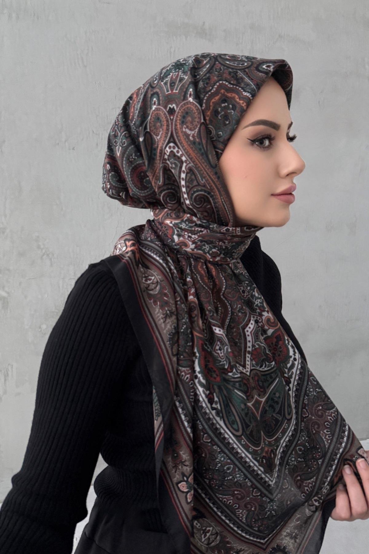 Kahverengi Mihri Bohem Modal İpek Şaleşarp