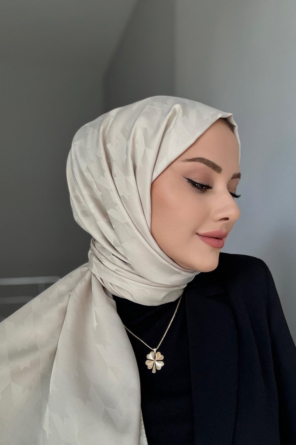 Kazayağı İpeksi Jakar Şal Açık Bej