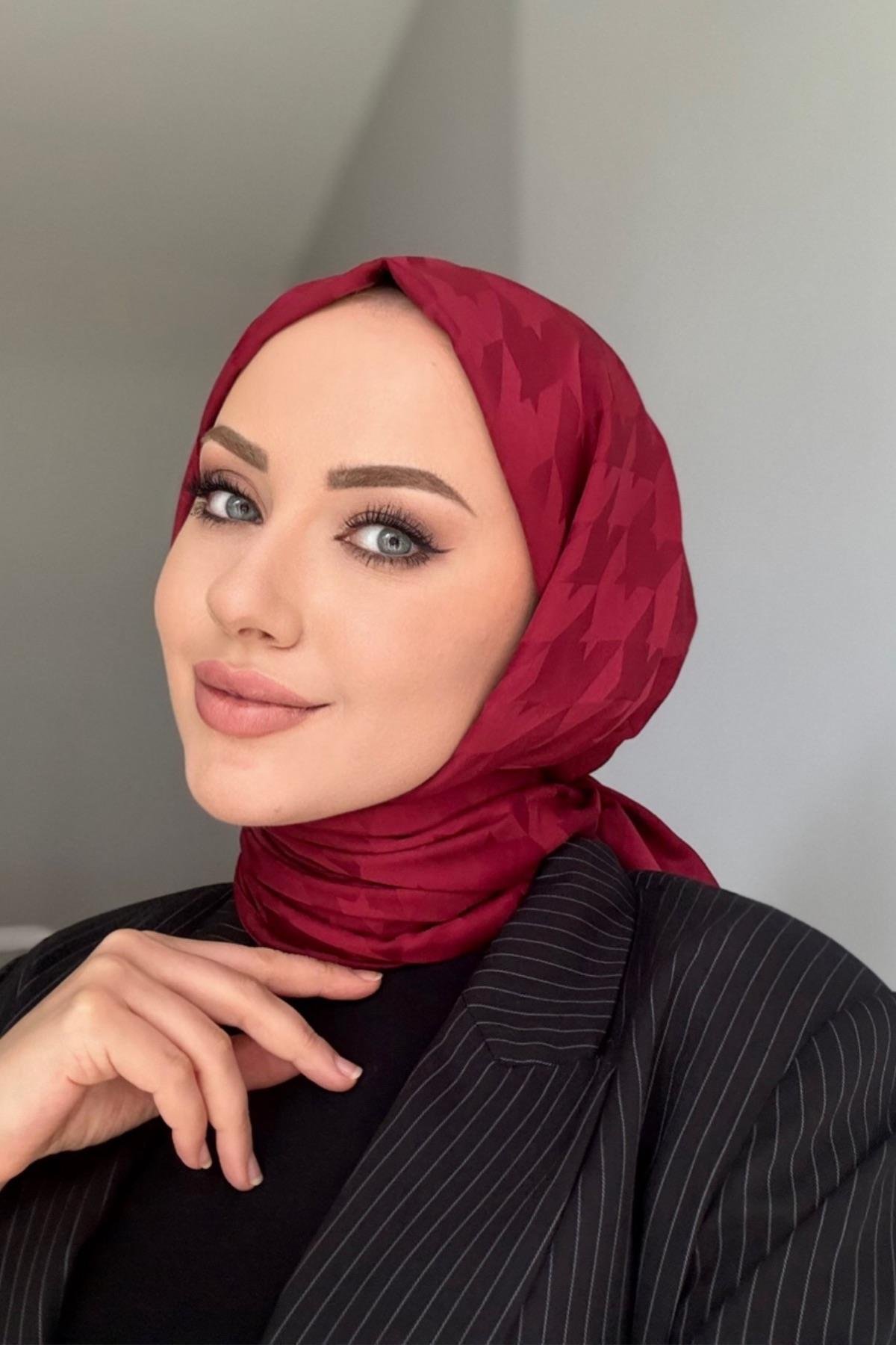 Kazayağı İpeksi Jakar Şal Bordo