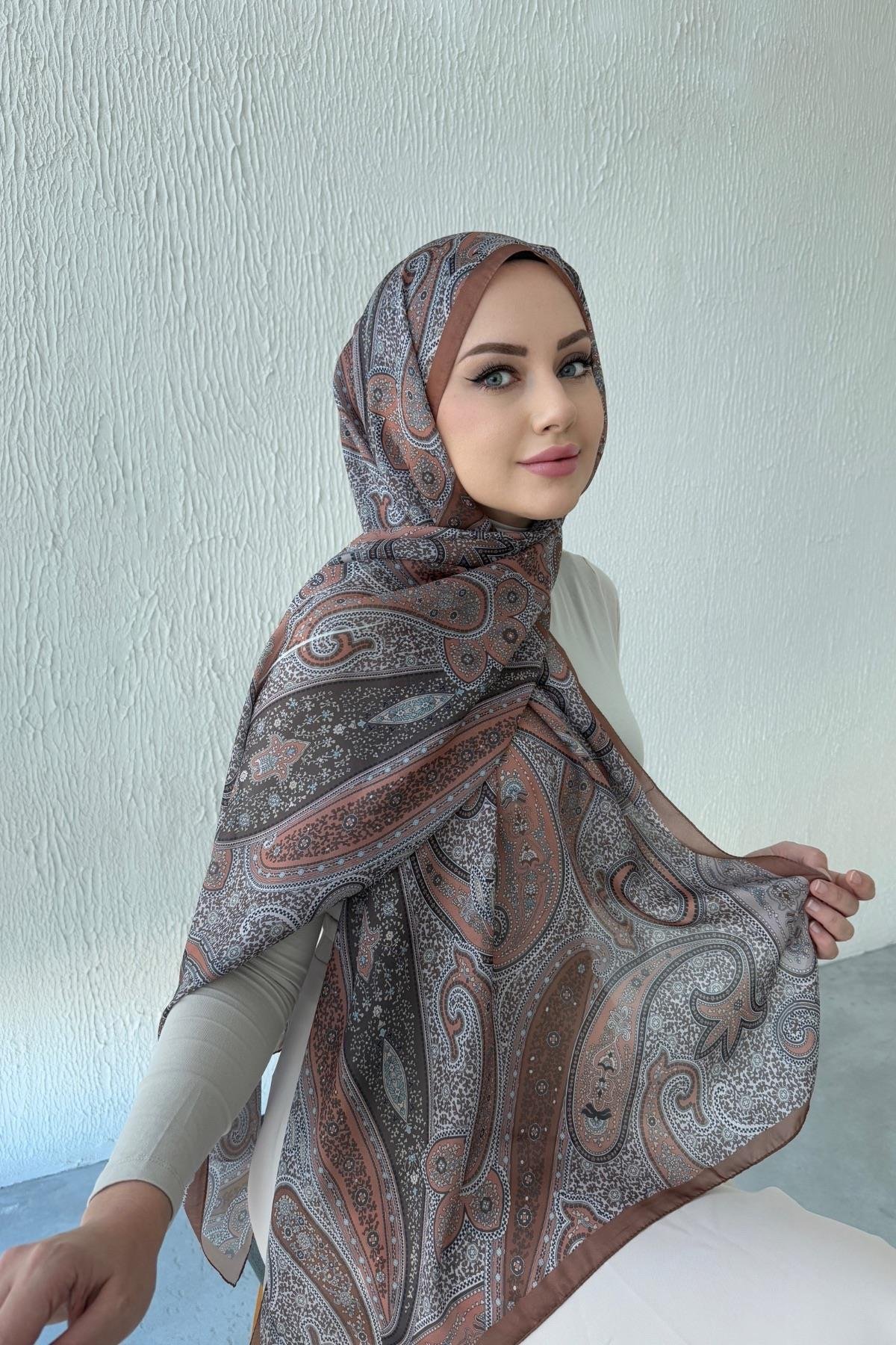 Kiremit Hercai Otantik Hint İpeği Şal