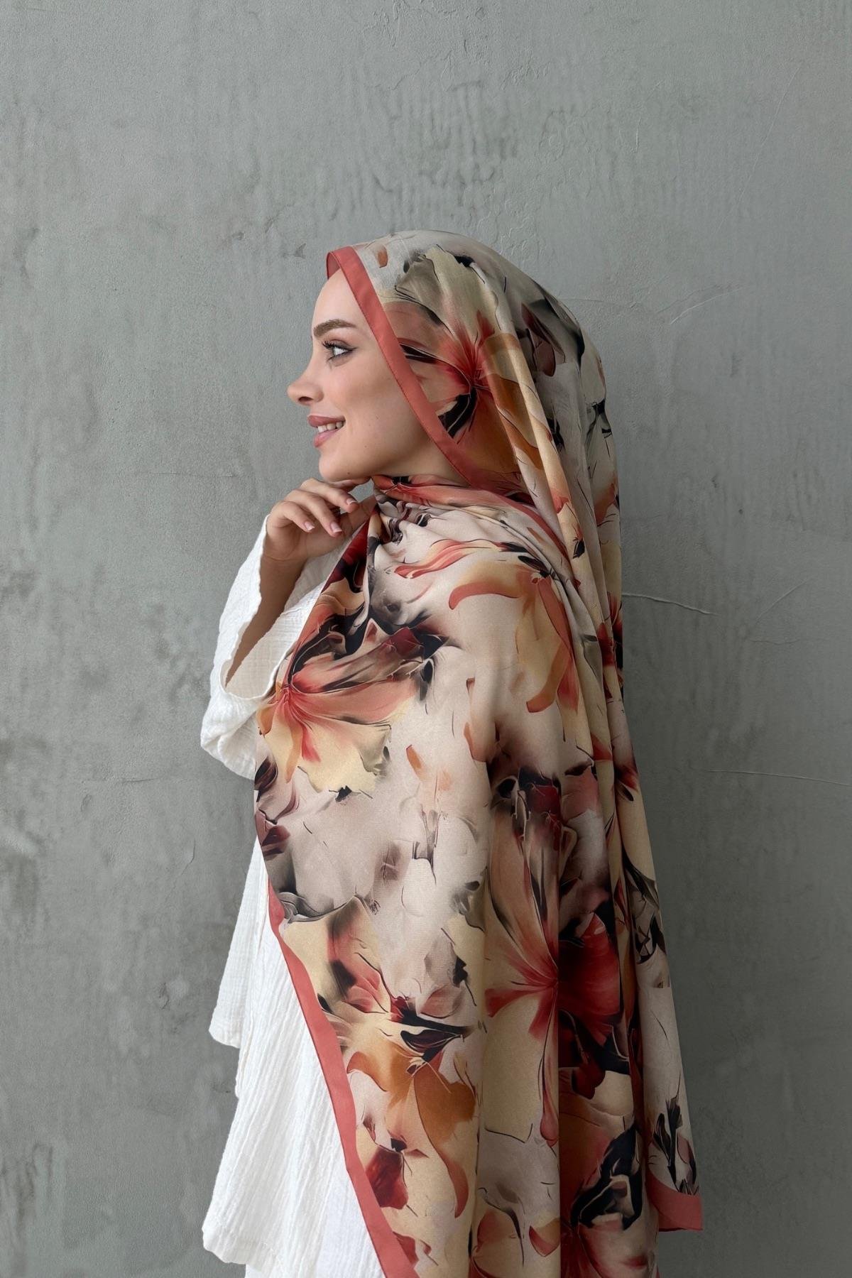 Kiremit Leva Modal İpek Şal