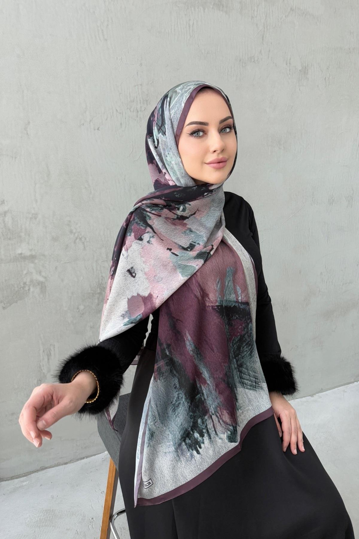 Koyu Bordo Feriha Kumlu İpek Şal 