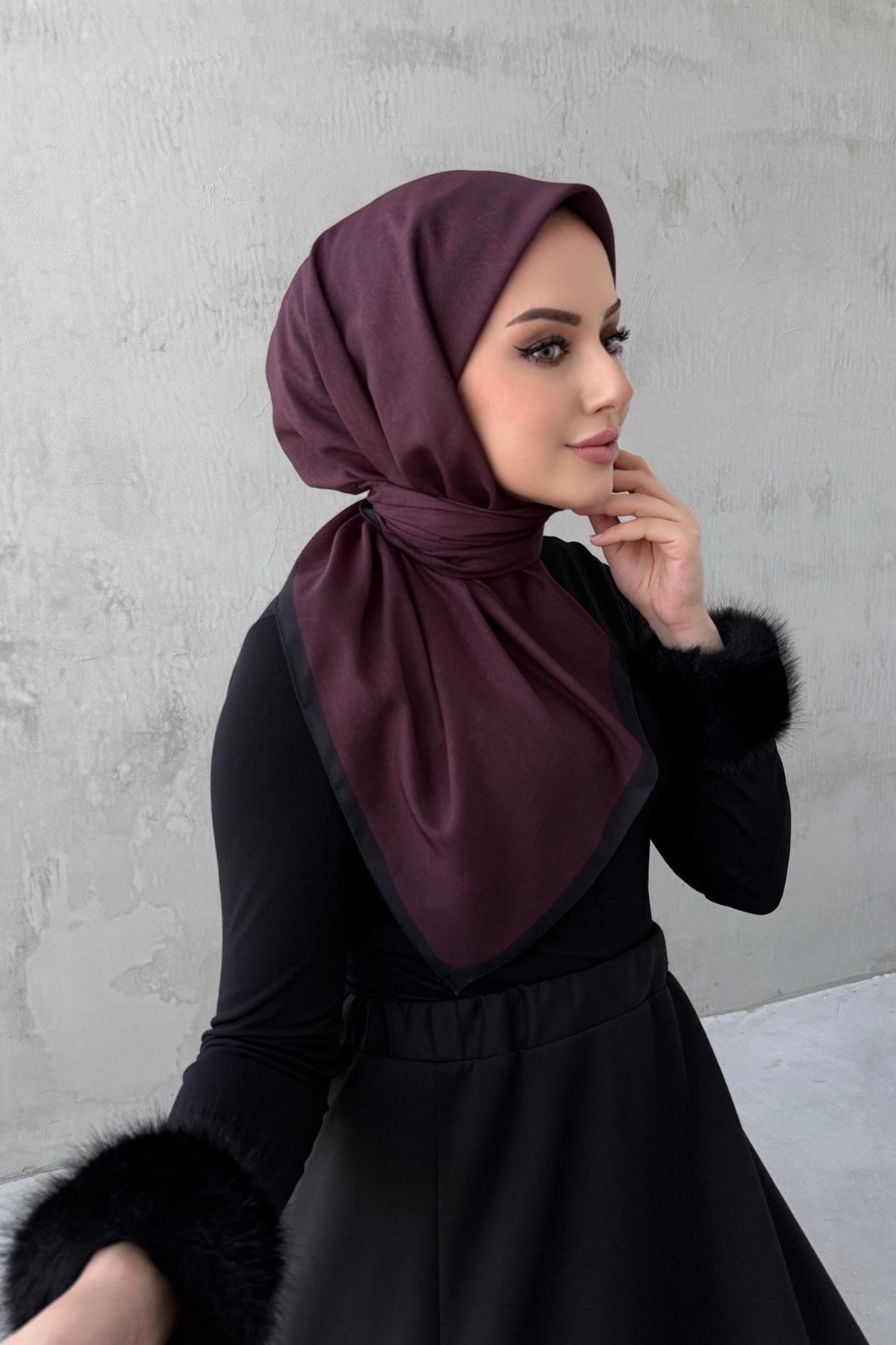 Koyu Bordo Neva Bohem Modal İpek Eşarp