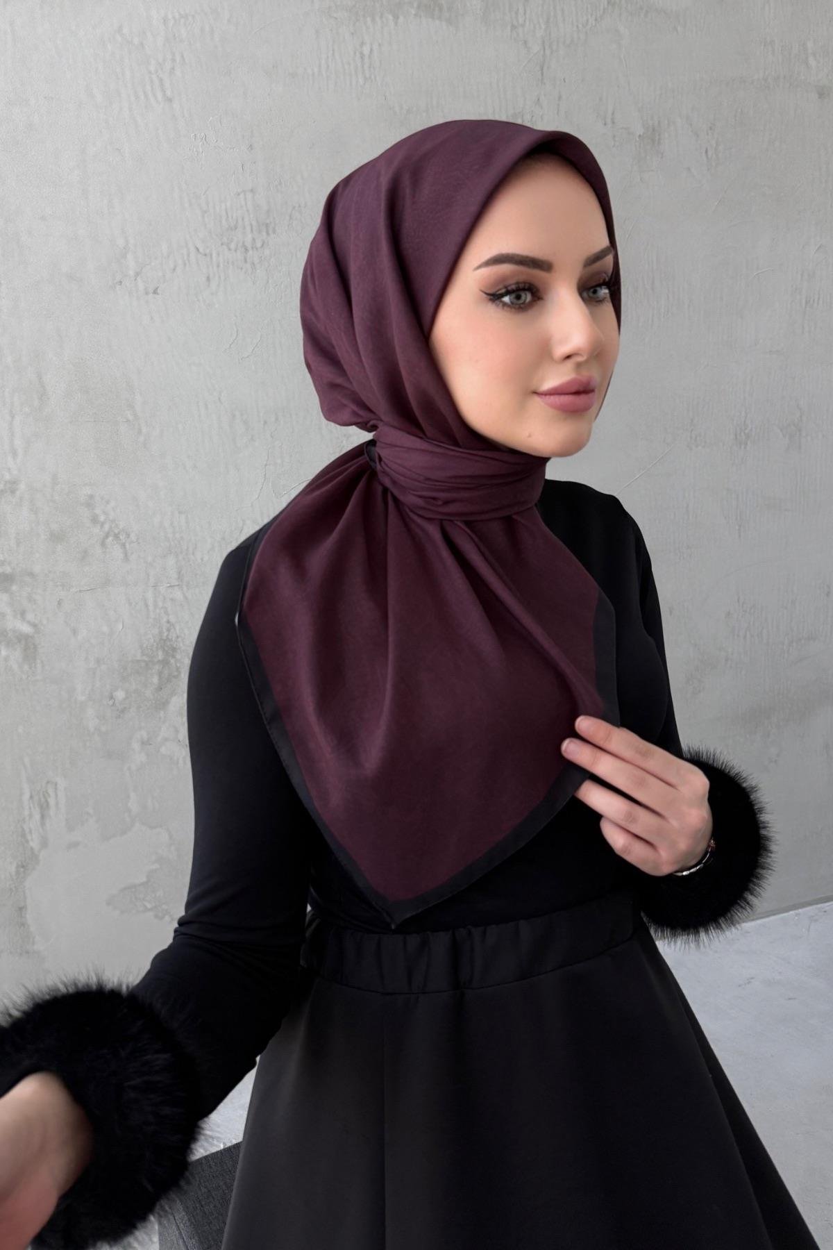 Koyu Bordo Neva Bohem Modal İpek Eşarp