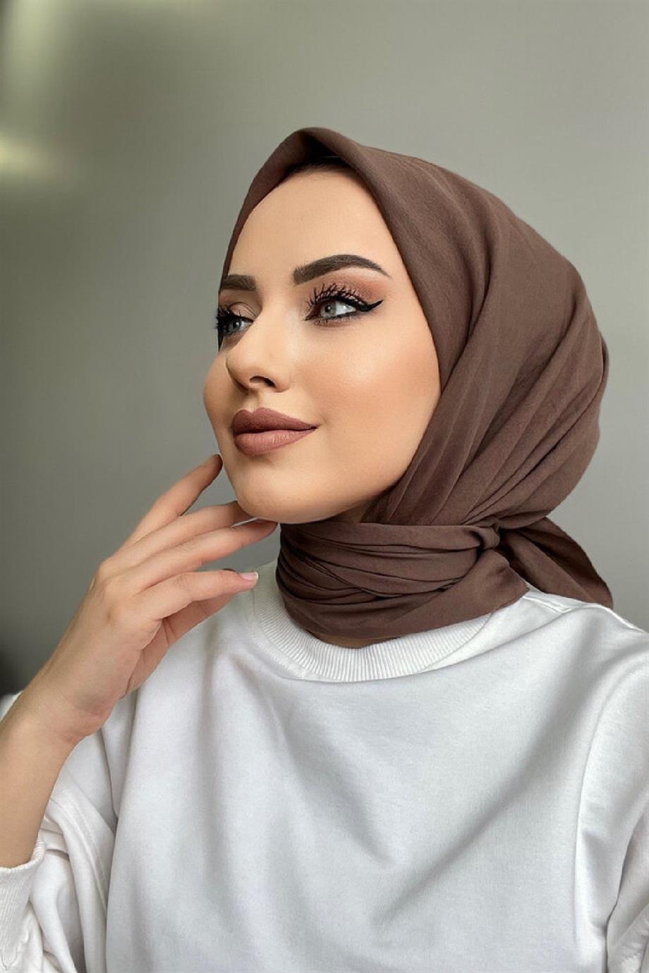 Koyu Kahve Pamuk Caz Eşarp