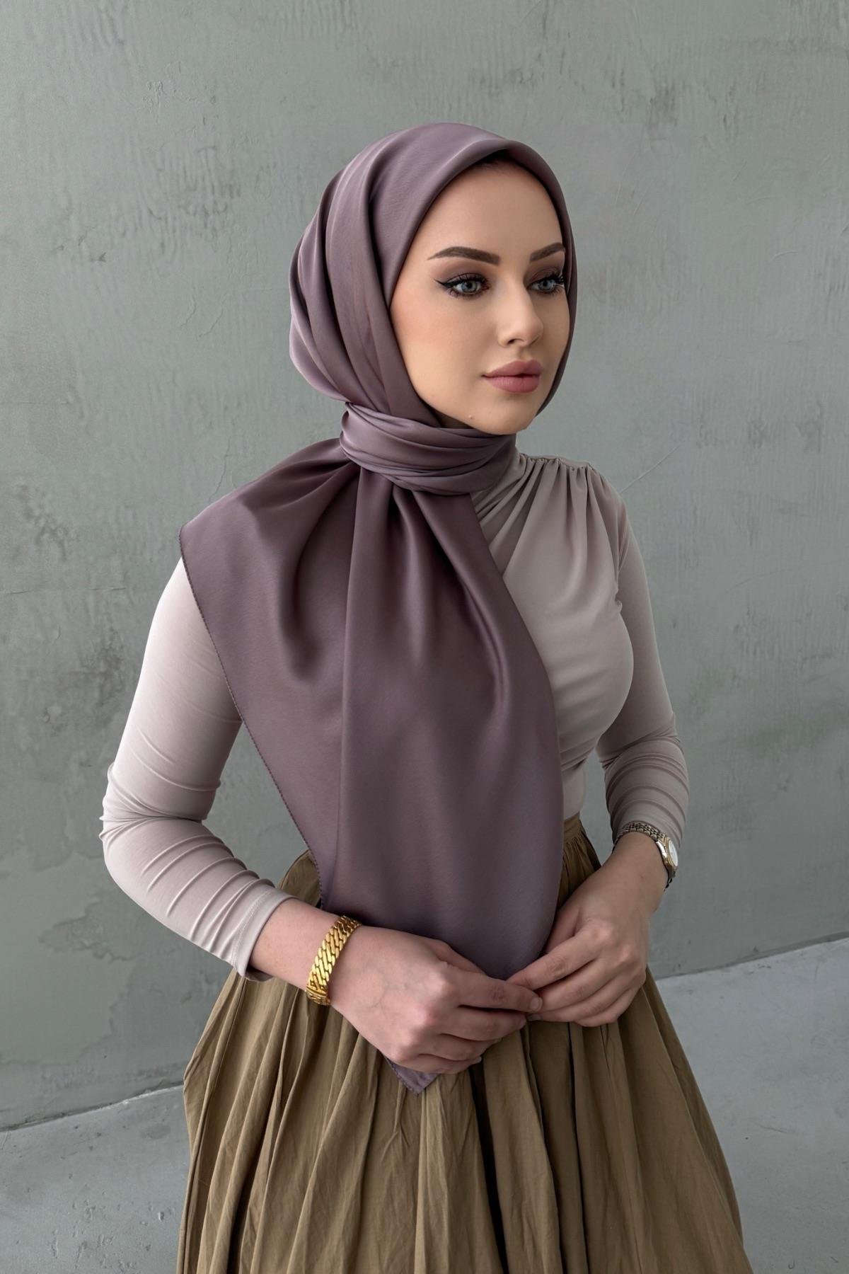 Koyu Vizon Arla Kumlu İpek ŞalEşarp