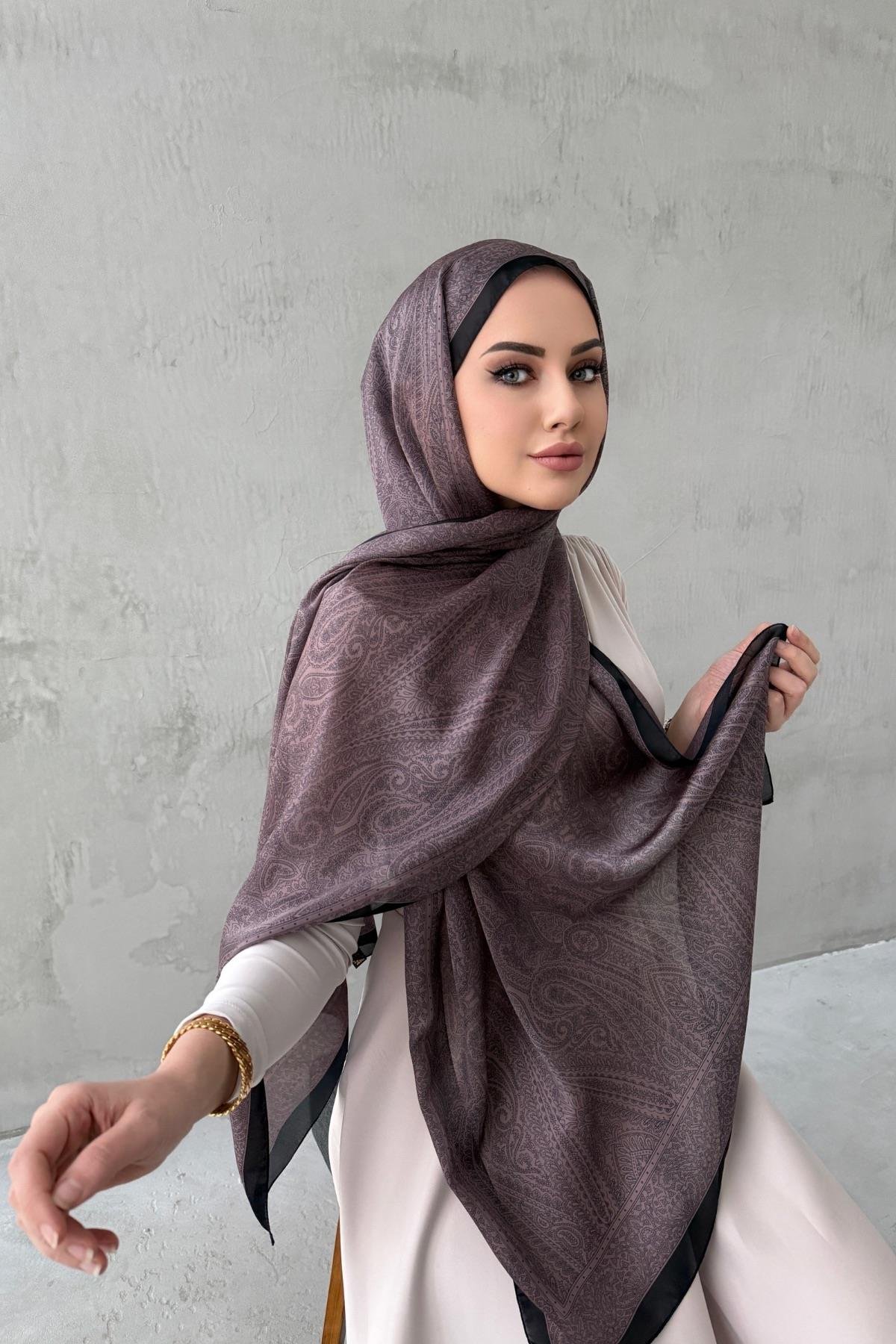 Koyu Vizon Asu Otantik Hint İpeği Şal