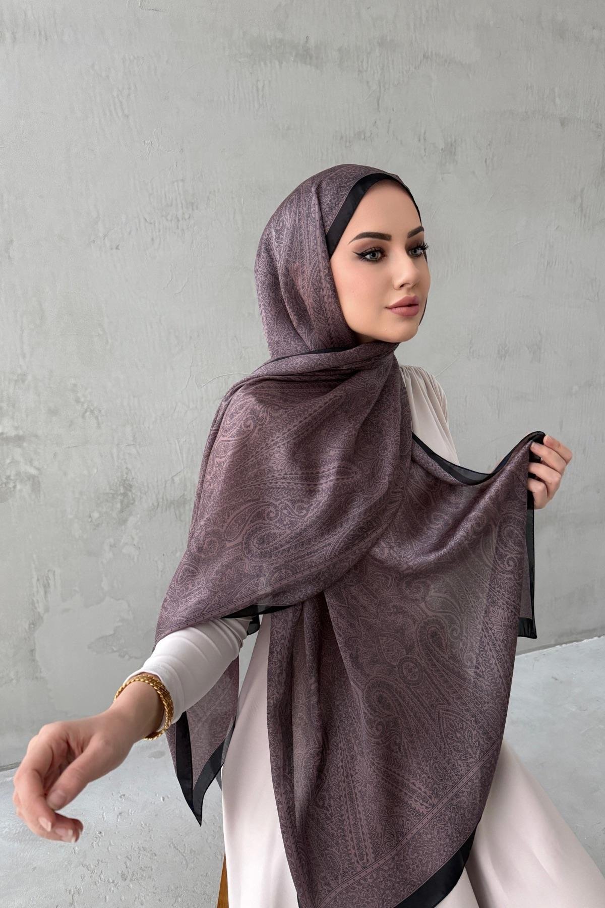 Koyu Vizon Asu Otantik Hint İpeği Şal