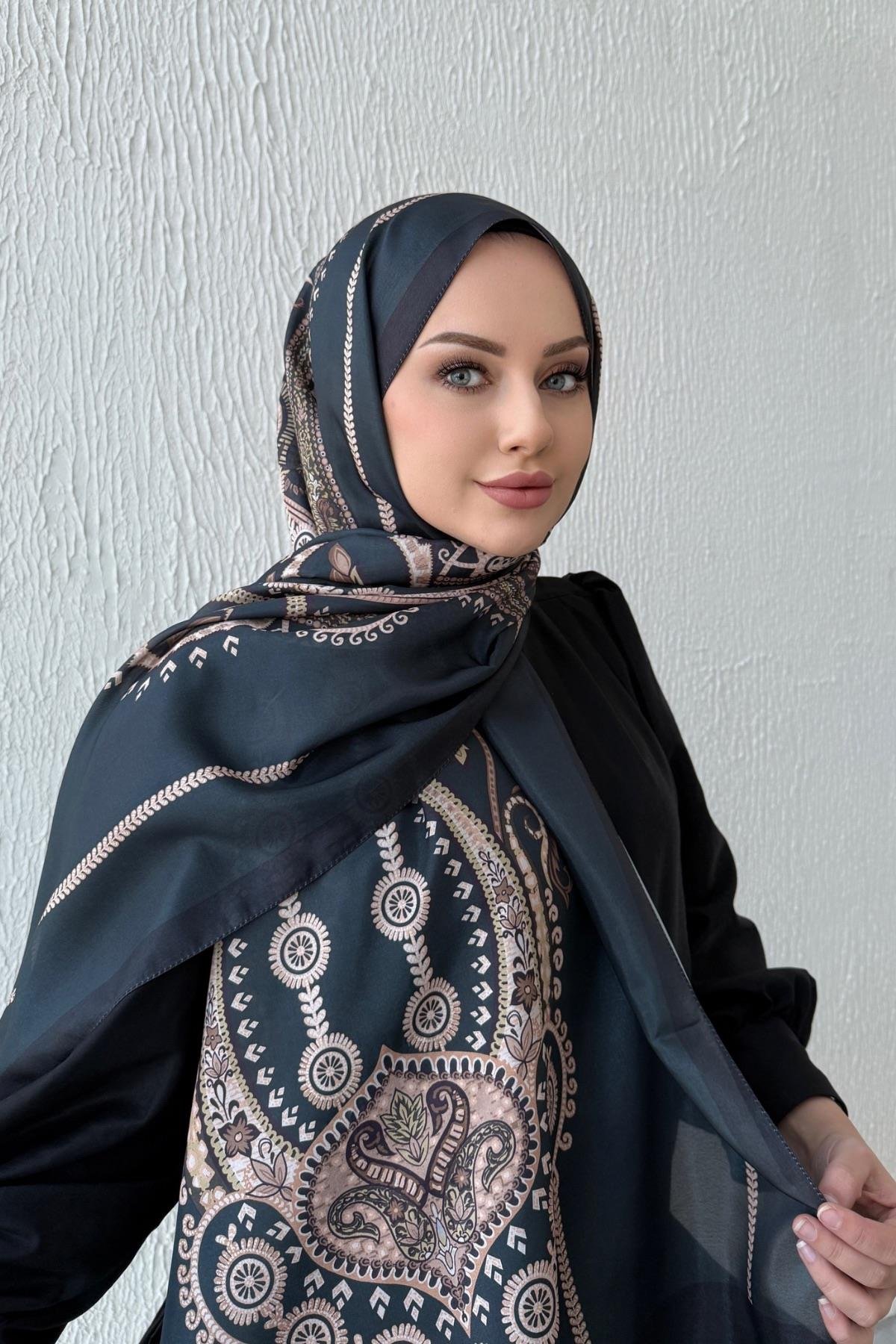 Koyu Yeşil Etro Etnik Vual İpek Şal 