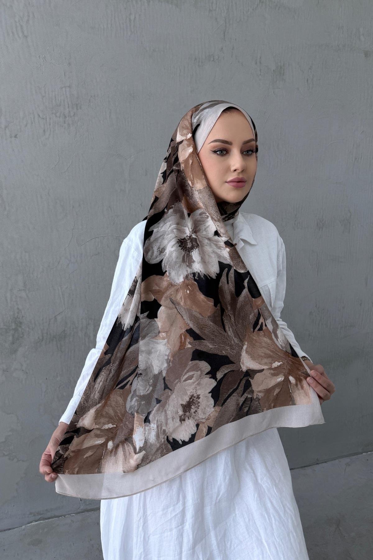 Koza %100 Pamuk Şal Kahverengi