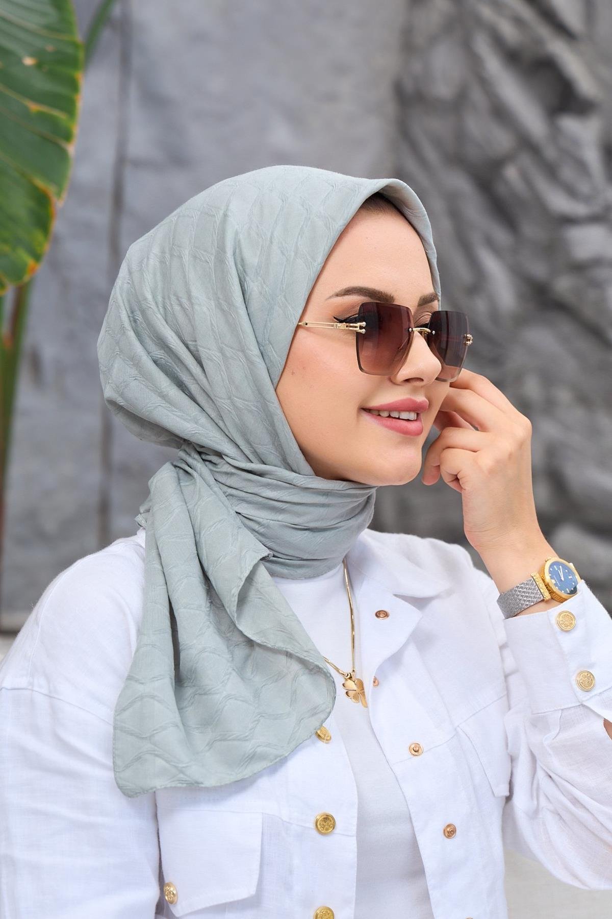 Küf Yeşili Bambu Jakar Eşarp