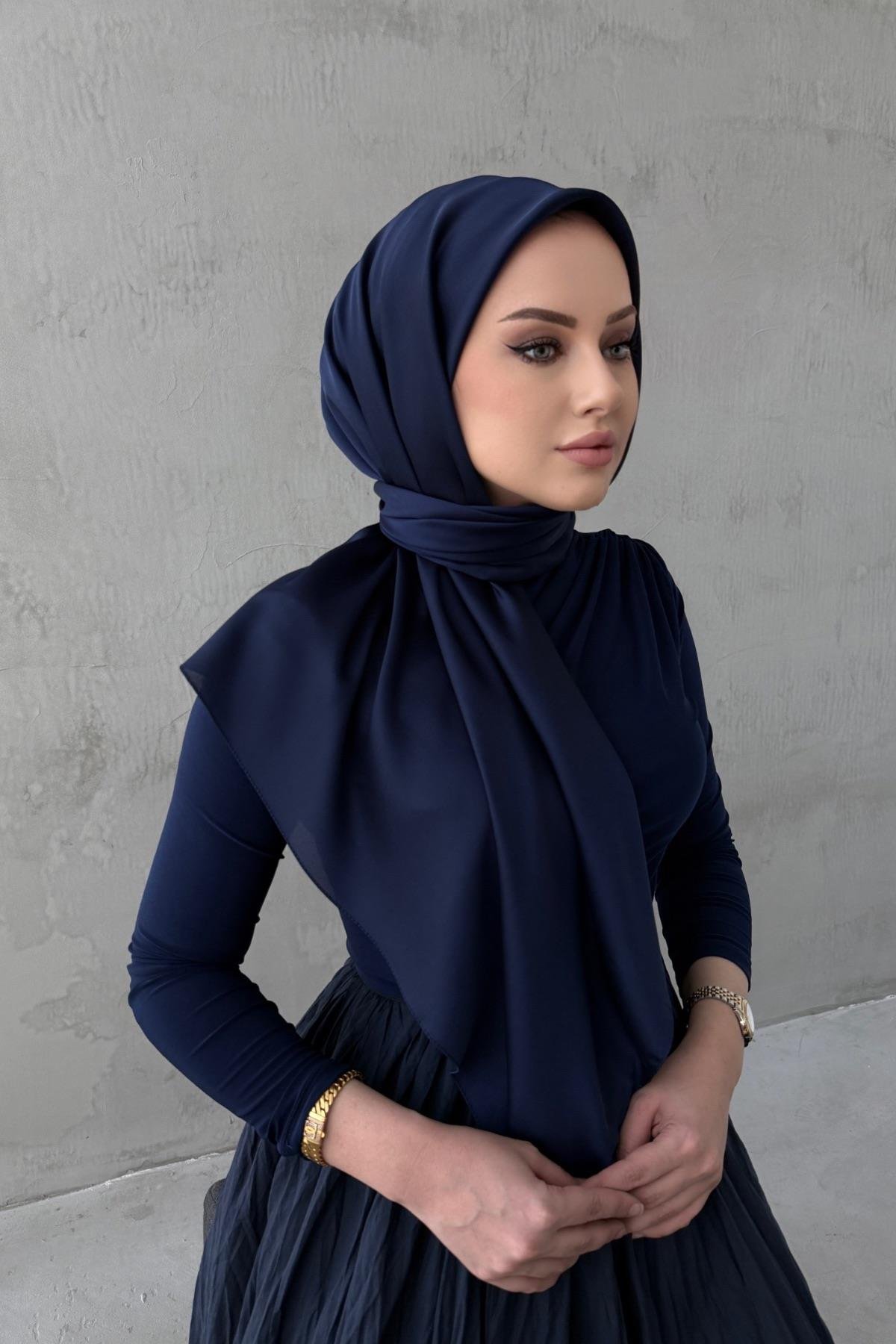 lacivert Arla Kumlu İpek ŞalEşarp