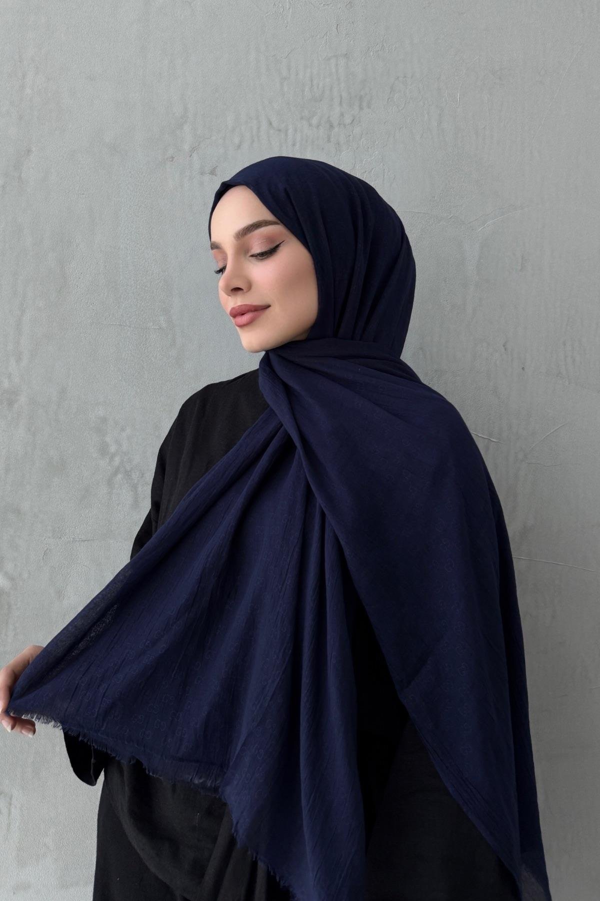 Lacivert Gcci Fresh Pamuk Şal