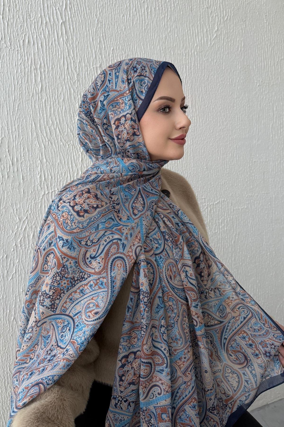 Lacivert Harmoni Modal İpek Şal 