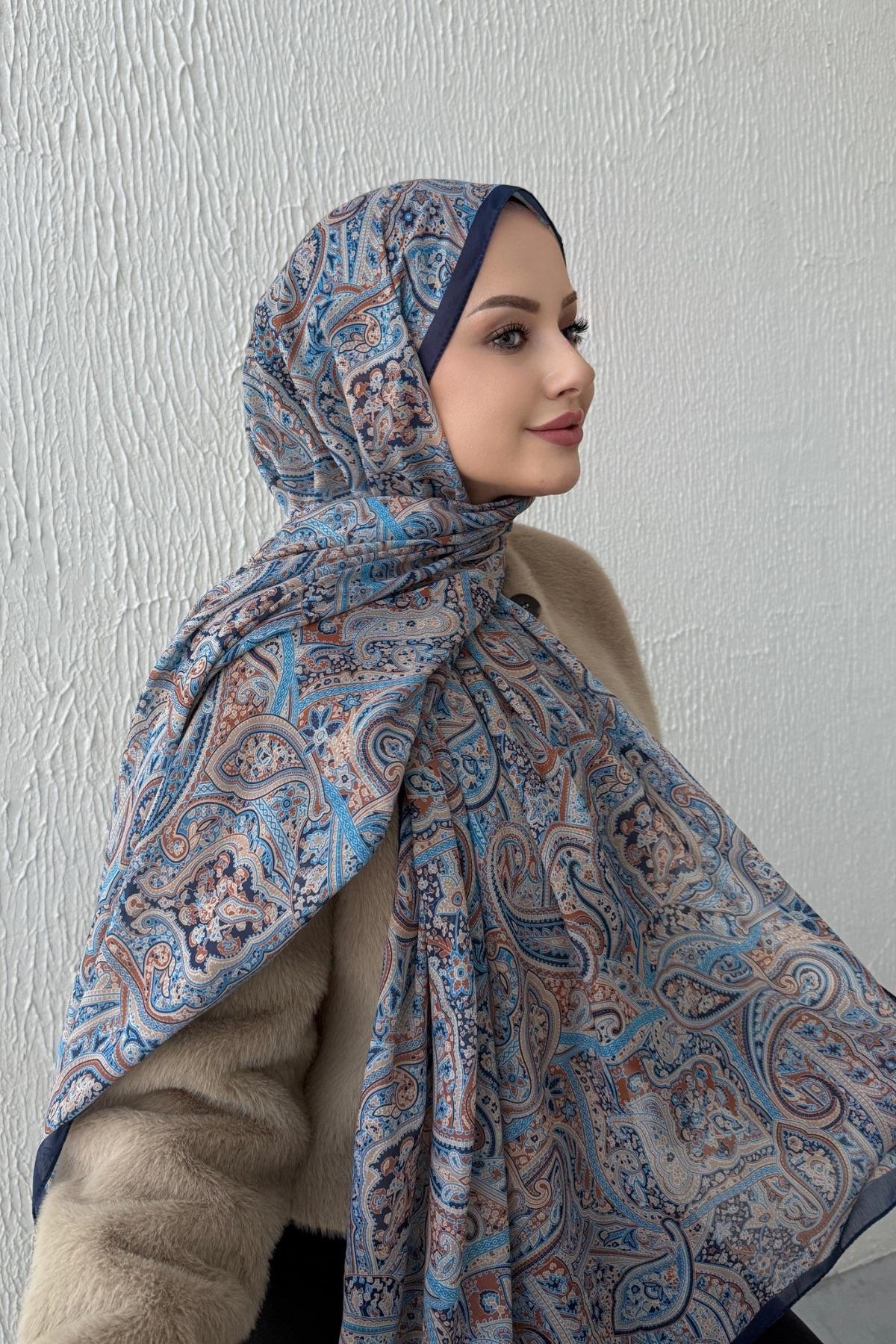 Lacivert Harmoni Modal İpek Şal 